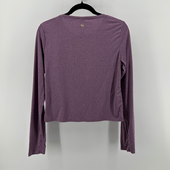 Ellie Heathered Purple Twist Front Long Sleeve Active Crop Top Med Athletic Yoga - Picture 5 of 7